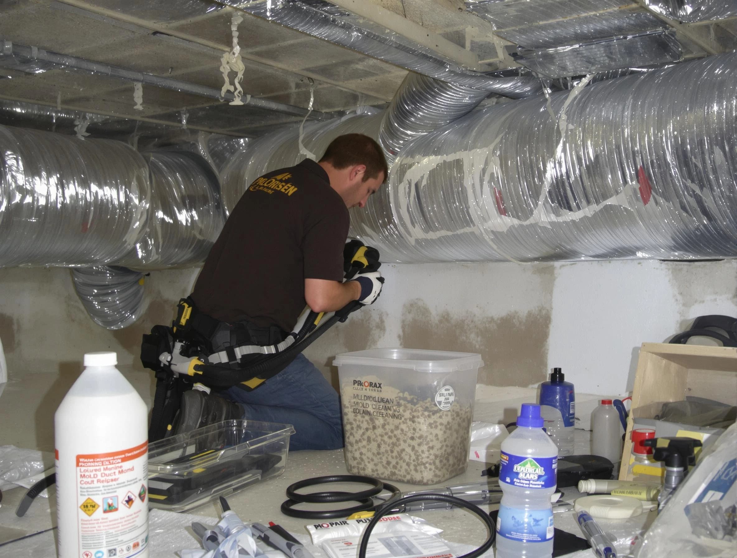 Corona Air Duct Cleaning specialist performing professional mold removal from air ducts in Corona