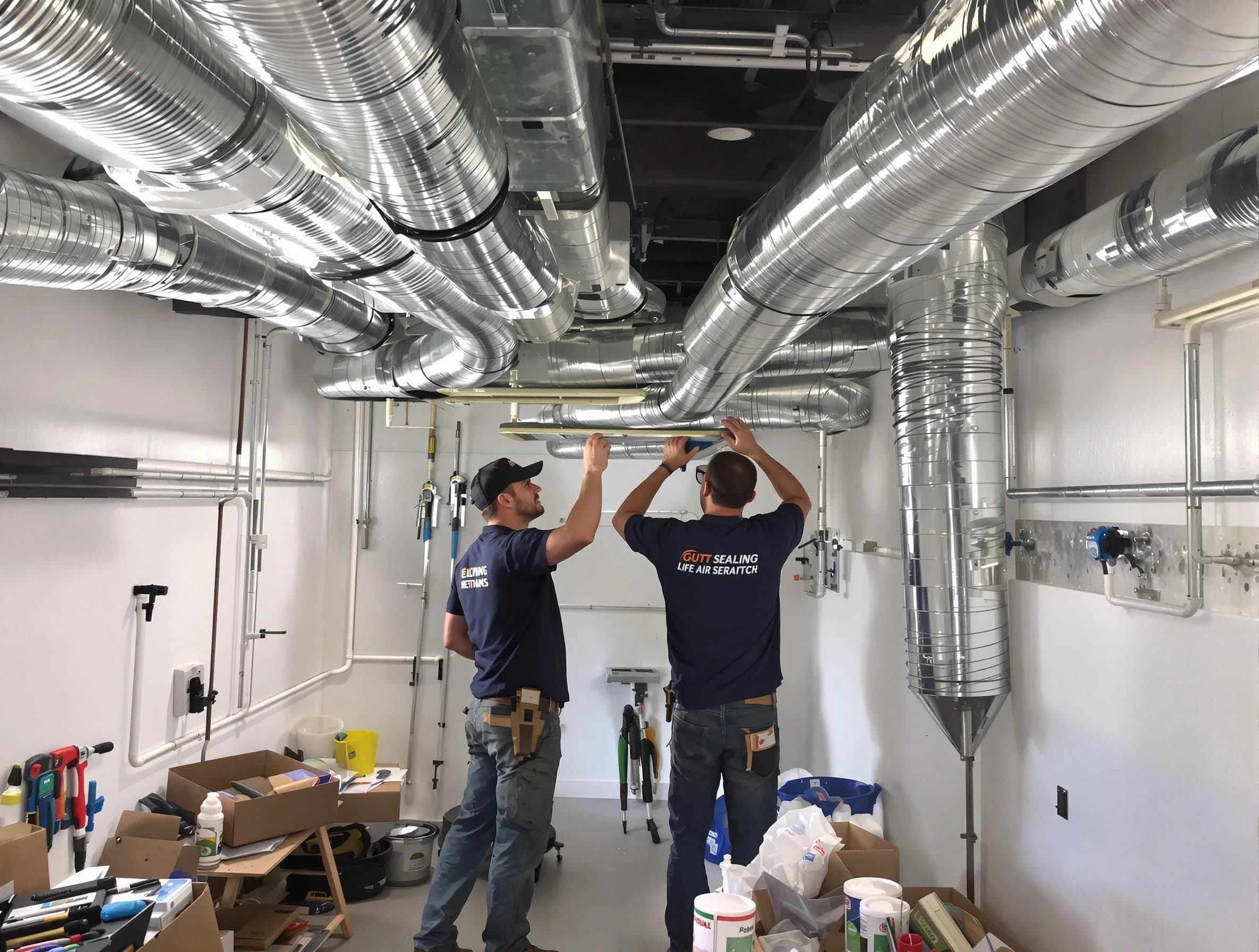 Corona Air Duct Cleaning technician applying professional duct sealing solutions in Corona