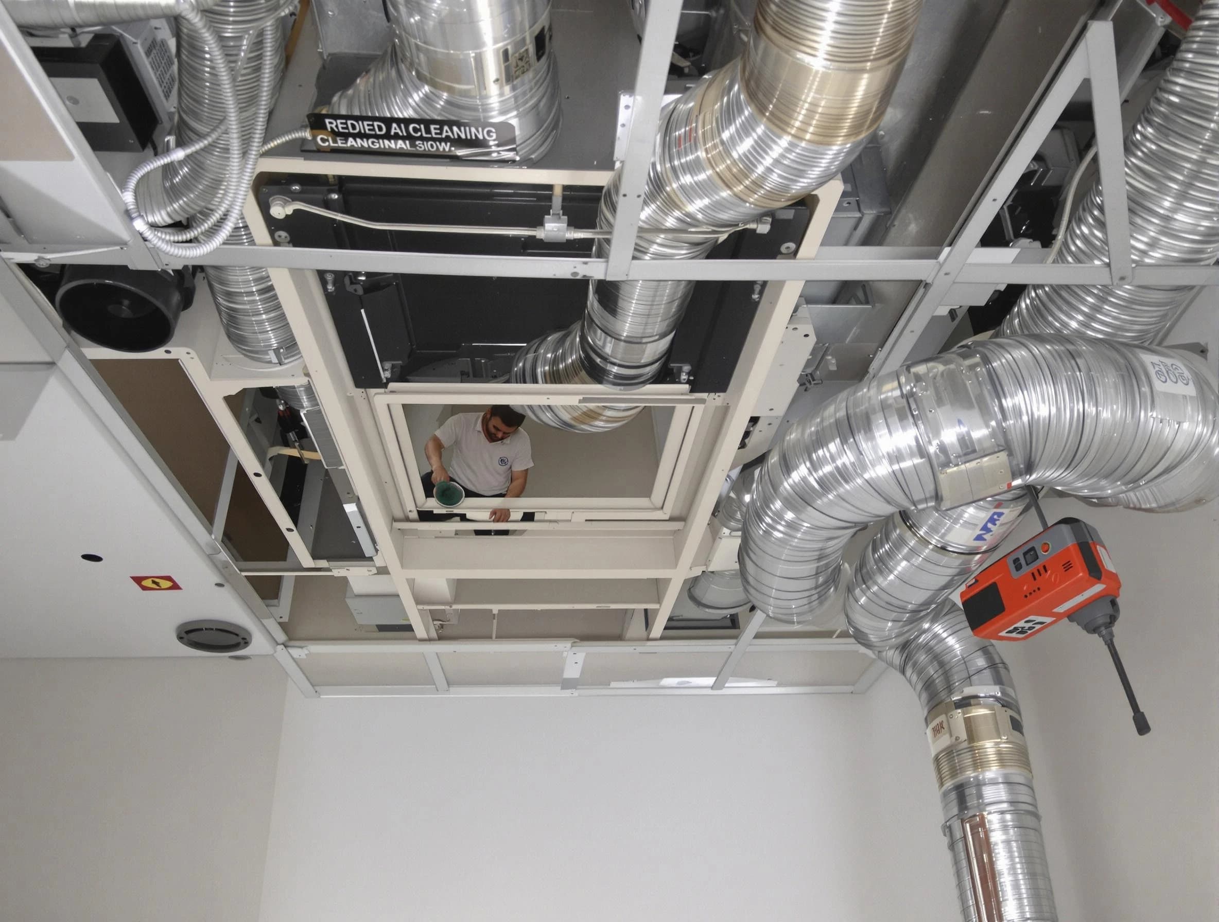 Corona Air Duct Cleaning technician performing detailed central duct system cleaning in Corona