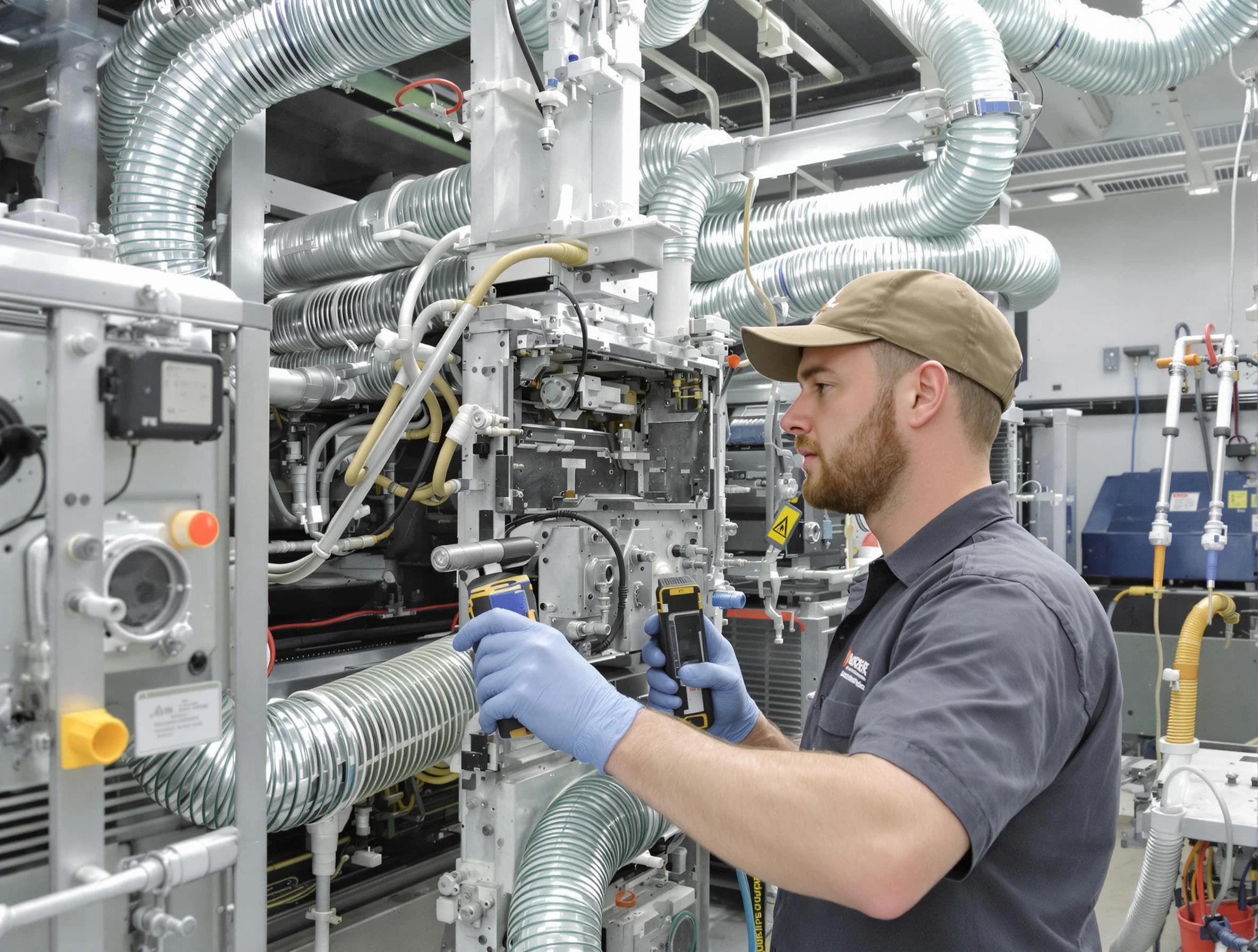 Corona Air Duct Cleaning technician performing precision commercial coil cleaning at a business facility in Corona