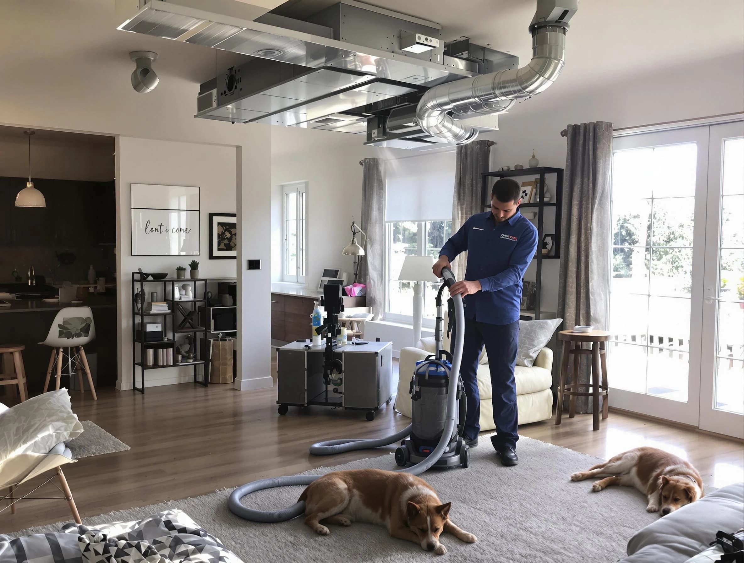 Corona Air Duct Cleaning technician performing detailed indoor duct cleaning for improved air quality in Corona