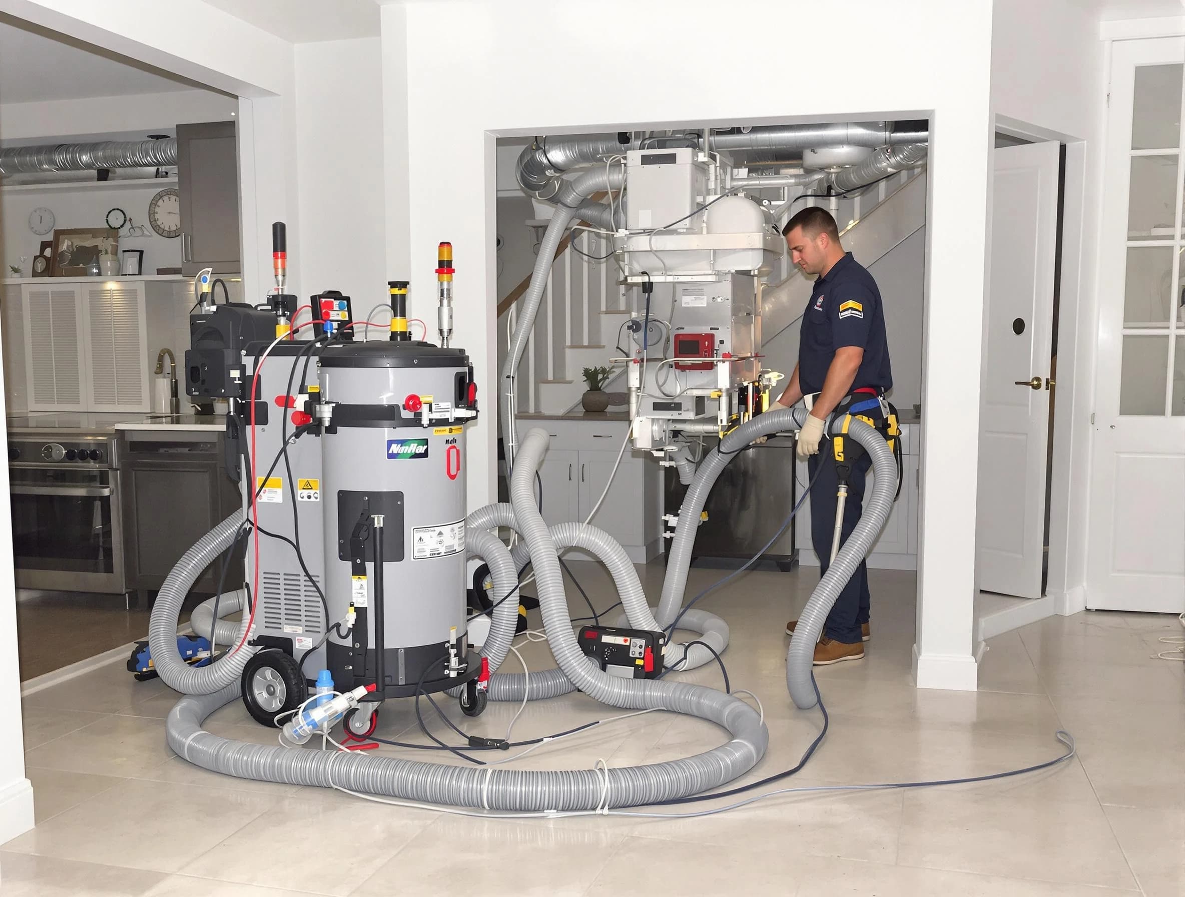 Corona Air Duct Cleaning technician operating negative pressure cleaning equipment for thorough duct maintenance in Corona